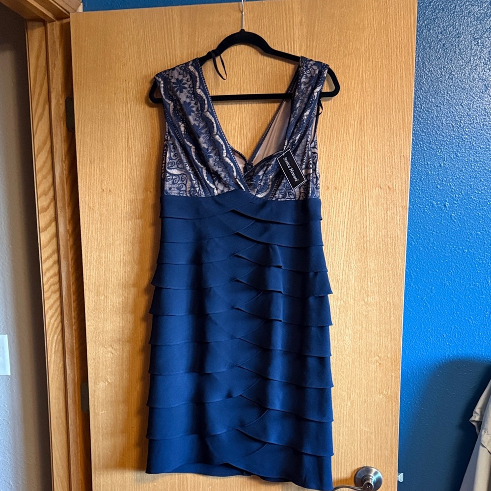 Jessica Howard Navy and Silver Layered Mini Dress